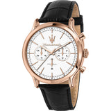 Maserati Epoca Chronograph White Dial Black Leather Strap Watch For Men - R8871618016 Authentic Buy Shop Now