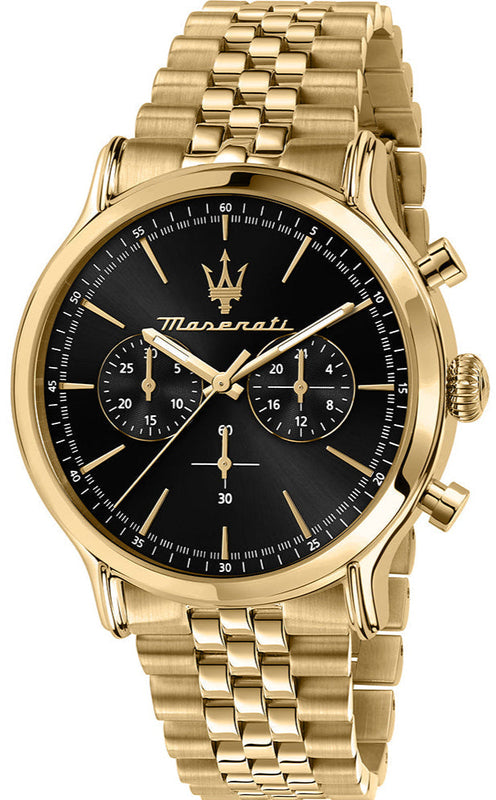 Maserati Epoca Chronograph Black Dial Gold Steel Strap Watch For Men - R8873618023 Authentic Buy Shop Now