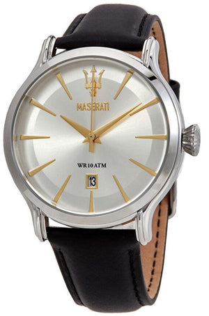 Maserati Epoca White Dial Black Leather Strap Watch For Men - R8851118002 Authentic Buy Shop Now