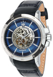 Maserati Ingegno Automatic Blue Skeleton Dial Black Leather Strap Watch For Men - R8821119004 Authentic Buy Shop Now