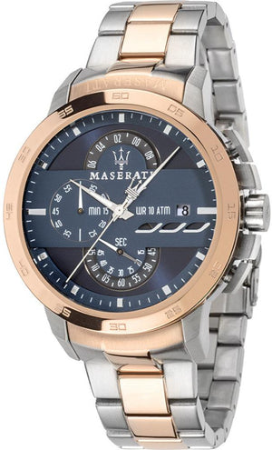 Maserati Ingegno Chronograph Blue Dial Two Tone Steel Strap Watch for Men - R8873619002 Authentic Buy Shop Now