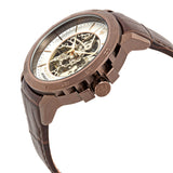 Maserati Ingegno Automatic White Skeleton Dial Brown Leather Strap Watch For Men - R8821119003 Authentic Buy Shop Now