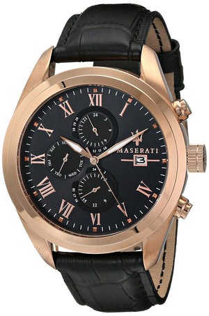Maserati Traguardo Chronograph Black Dial Black Leather Strap Watch For Men - R8871612002 Authentic Buy Shop Now