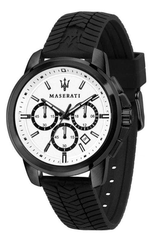 Maserati Successo 44mm White Dial Black Silicone Strap Watch For Men - R8871621010 Authentic Buy Shop Now