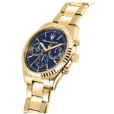 Maserati Competizione Chronograph Blue Dial Gold Steel Strap Watch For Men - R8853100026 Authentic Buy Shop Now
