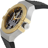 Maserati Potenza Automatic Skeleton Grey Dial Black Leather Strap Watch For Men - R8821108037 Authentic Buy Shop Now