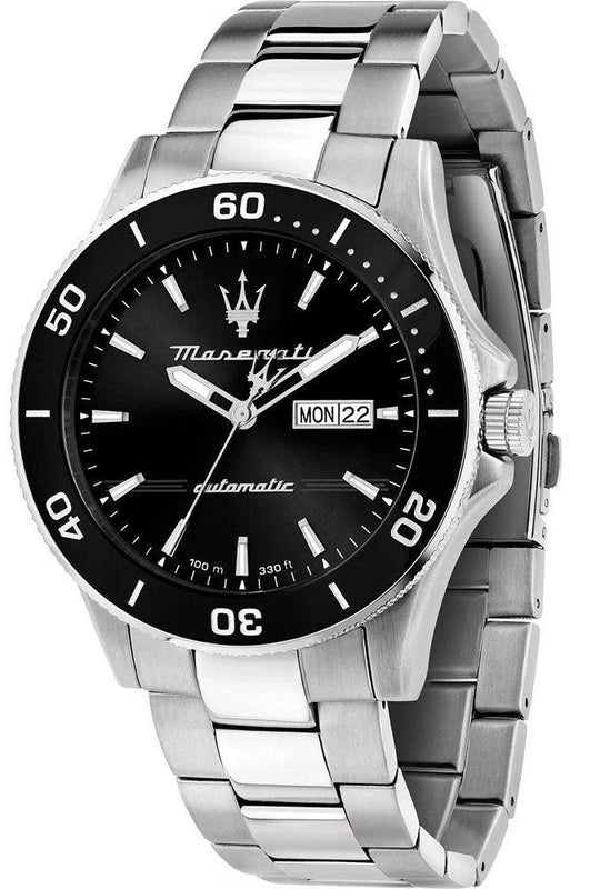 Maserati Competizione Automatic Black Dial Silver Steel Strap Watch For Men - R8823100002 Authentic Buy Shop Now