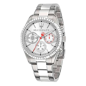 Maserati Competizione Chronograph White Dial Silver Steel Strap Watch For Men - R8853100017 Authentic Buy Shop Now