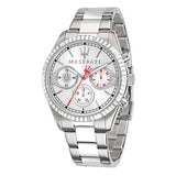 Maserati Competizione Chronograph White Dial Silver Steel Strap Watch For Men - R8853100017 Authentic Buy Shop Now