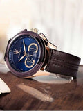 Maserati Traguardo Chronograph Blue Dial Brown Leather Strap Watch For Men - R8871612024 Authentic Buy Shop Now