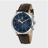 Maserati Epoca Chronograph Blue Dial Brown Leather Strap Watch For Men - R8871618014 Authentic Buy Shop Now