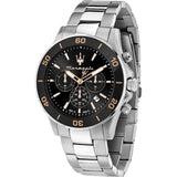 Maserati Competizione Chronograph Black Dial Silver Steel Strap Watch For Men - R8873600003 Authentic Buy Shop Now