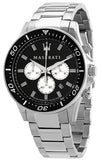 Maserati SFIDA Chronograph Black Dial Silver Steel Strap Watch For Men - R8873640004 Authentic Buy Shop Now