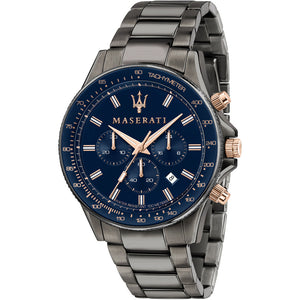 Maserati SFIDA Chronograph Blue Dial Grey Steel Strap Watch For Men - R8873640001 Authentic Buy Shop Now