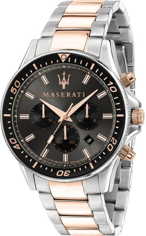 Maserati SFIDA Chronograph Black Dial Two Tone Steel Strap Watch For Men - R8873640002 Authentic Buy Shop Now