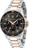Maserati SFIDA Chronograph Black Dial Two Tone Steel Strap Watch For Men - R8873640002 Authentic Buy Shop Now
