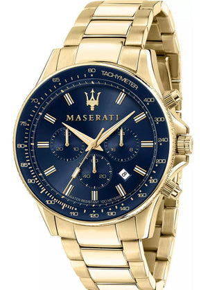 Maserati SFIDA Analog Blue Dial Gold Stainless Steel Watch For Men - R8873640008 Authentic Buy Shop Now