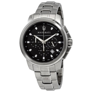 Maserati Successo Chronograph Black Dial Silver Steel Strap Watch For Men - R8873621001 Authentic Buy Shop Now
