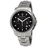 Maserati Successo Chronograph Black Dial Silver Steel Strap Watch For Men - R8873621001 Authentic Buy Shop Now