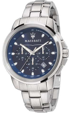 Maserati Successo Chronograph Blue Dial Silver Steel Strap Watch For Men - R8873621002 Authentic Buy Shop Now
