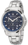 Maserati Successo Chronograph Blue Dial Silver Steel Strap Watch For Men - R8873621002 Authentic Buy Shop Now