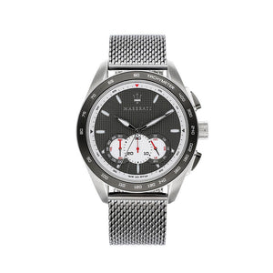 Maserati Traguardo Chronograph Black Dial Silver Mesh Bracelet Watch For Men - R8873612008 Authentic Buy Shop Now