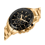 Maserati Traguardo Chronograph Black Dial Gold Steel Strap Watch For Men - R8873612041 Authentic Buy Shop Now
