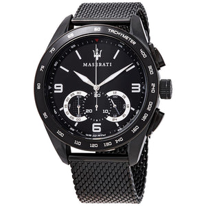 Maserati Traguardo Chronograph Black Dial Black Mesh Bracelet Watch For Men - R8873612031 Authentic Buy Shop Now