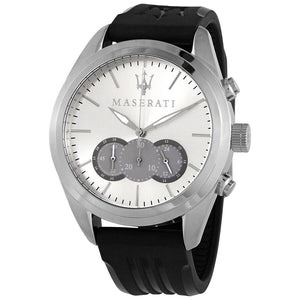 Maserati Traguardo Chronograph Silver Dial Black Rubber Strap Watch for Men - R8871612012 Authentic Buy Shop Now