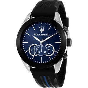 Maserati Traguardo Chronograph Blue Dial Black Silicone Strap Watch For Men - R8871612044 Authentic Buy Shop Now