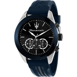 Maserati Traguardo Chronograph Blue Dial Black Silicone Strap Watch For Men - R8871612046 Authentic Buy Shop Now
