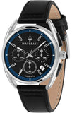 Maserati Trimarano Chronograph Black Dial Black Leather Strap Watch For Men - R8871632001 Authentic Buy Shop Now