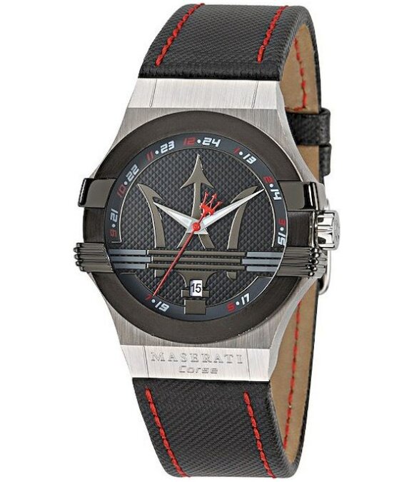 Maserati Potenza Black Dial Black Leather Strap Watch For Men - R8851108001 Authentic Buy Shop Now