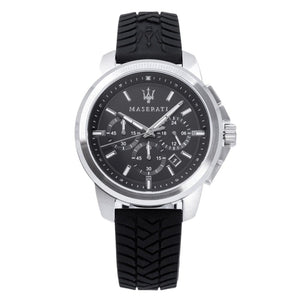 Maserati Successo Chronoraph Black Dial Black Silicon Strap Watch For Men - R8871621014 Authentic Buy Shop Now