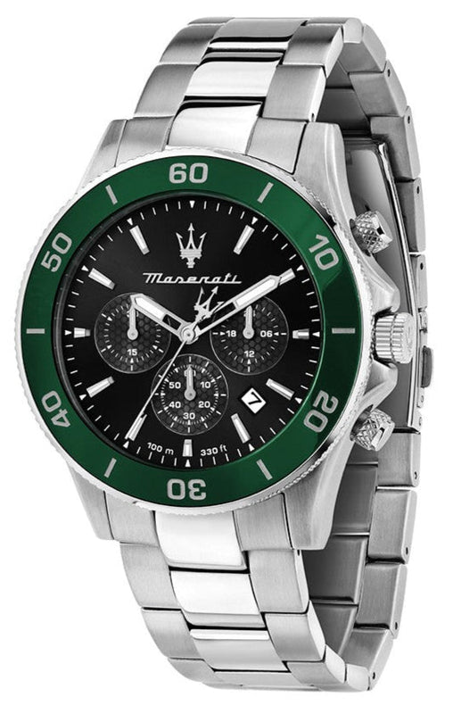 Maserati Competizione Chronograph Black Dial Silver Steel Strap Watch For Men - R8873600008 Authentic Buy Shop Now