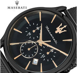 Maserati Epoca Chronograph Black Dial Black Mesh Strap Watch For Men - R8873618013 Authentic Buy Shop Now