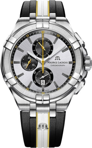 Maurice Lacroix Aikon Chronograph King of the Court Limited Edition Silver Dial Grey Rubber Strap Watch for Men - AI1018-TT030-130-K Authentic Buy Shop Now