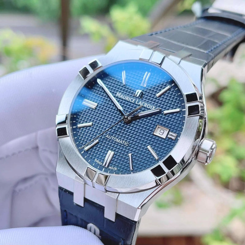 Maurice Lacroix Aikon Automatic Blue Dial Blue Leather Strap Watch For Men - AI6008-ss001-430-1 Authentic Buy Shop Now