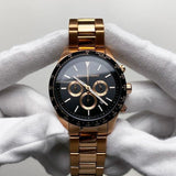 Michael Kors Layton Chronograph Black Dial Rose Gold Steel Strap Watch For Men - MK8824 Authentic Buy Shop Now