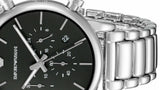 Emporio Armani Chronograph Black Dial Silver Steel Strap Watch For Men - AR1853 Authentic Buy Shop Now