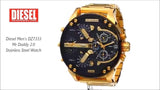 Diesel Mr Daddy 2.0 Chronograph Black Dial Gold Steel Strap Watch For Men - DZ7333 Authentic Buy Shop Now