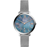 Fossil Jacqueline Mother of Pearl Blue Dial Silver Mesh Strap Watch for Women - ES4322 Authentic Buy Shop Now