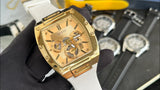Guess Phoenix Multifunction Gold Dial White Leather Strap Watch for Men - GW0202G6 Authentic Buy Shop Now
