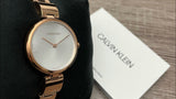 Calvin Klein Wavy White Dial Rose Gold Steel Strap Watch for Women - K9U23646 Authentic Buy Shop Now
