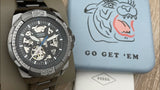 Fossil Bronson Automatic Skeleton Black Dial Grey Steel Strap Watch for Men - ME3218 Authentic Buy Shop Now