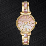 Michael Kors Sofie Crystals Mother of Pearl Pink Dial Two Tone Steel Strap Watch For Women - MK4344 Authentic Buy Shop Now