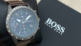 Hugo Boss Pilot Edition Blue Dial Brown Leather Strap Watch for Men - 1513852 Authentic Buy Shop Now