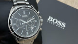 Hugo Boss Driver Chronograph Black Dial Silver Steel Strap Watch For Men - 1513080 Authentic Buy Shop Now