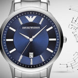 Emporio Armani Renato Blue Dial Silver Steel Strap Watch For Men - AR2477 Authentic Buy Shop Now