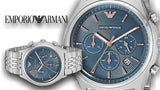 Emporio Armani Luigi Chronograph Quartz Blue Dial Silver Steel Strap Watch For Men - AR1974 Authentic Buy Shop Now